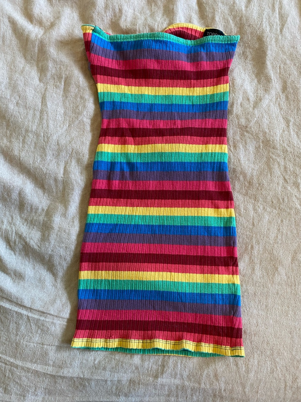 Topshop Ribbed Rainbow Stripe Tube dress